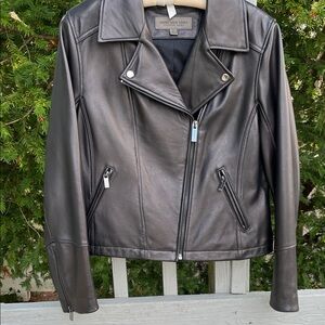NWOT Marc New York Andrew Marc Black Leather Moto Biker Jacket Size L